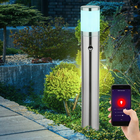 Eclairage de chemin avec détecteur de mouvement Extérieur Eclairage extérieur Lampadaire de jardin détecteur de mouvement, Appcommande vocale, 1x Smart RGB LED 10W 806Lm 2700-6400K, DxH 14x80 cm