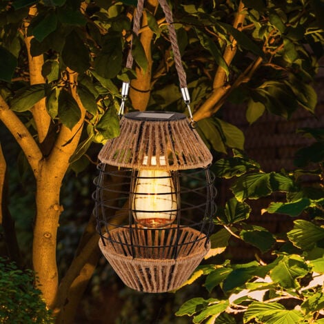 Lanterne Solaire Extérieure Suspendre avec Crochet, Vintage LED Lampe  Solaire Jardin, Cage en Acier, Étanche IP65, Sans fil Rechargeable pour  Garden