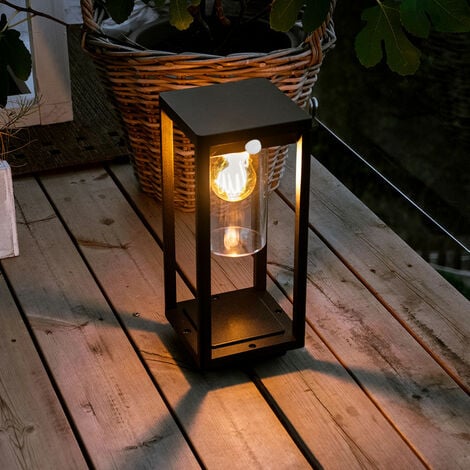 Lampe d'extérieur lanterne noire Lampe d'extérieur à détecteur de mouvement  extérieur avec capteur crépusculaire, étanche IP44, noir clair, 1x douille  E27, HxLxP 35x15,5x15 cm