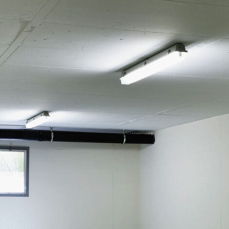 Lampe LED étanche à l'humidité 60 cm Plafonnier d'atelier LED blanc froid,  tube de connexion série IP65, 1x LED 18W 2160lm 6400K, garage en sous-sol