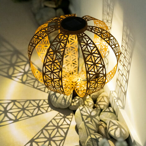 Boule Solaire Jardin Kynast Ø20cm - Métal Aspect Rouille, LED Blanc Chaud - Décoration Florale