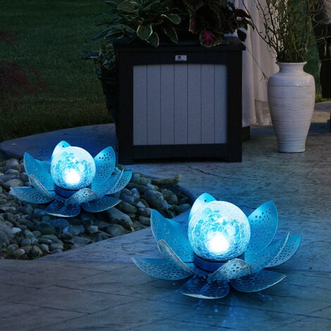 Fleur lumineuse LED en Métal - 18 cm - Vert et Or