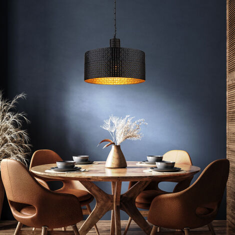 Lustre Métal Noir Candela 1 Licht-Erlebnisse - Design Rustique, Suspension Salle à Manger