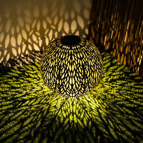 Lampe solaire décorative extérieure piquet lampe de jardin boule de verre  solaire noir, plastique, batterie 6-8h, LED blanc chaud, DxH 6x34,5 cm, lot  de 3