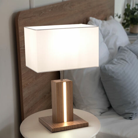 Lampe de Table Chevet Télécommande Intensité Variable RGB LED Bois