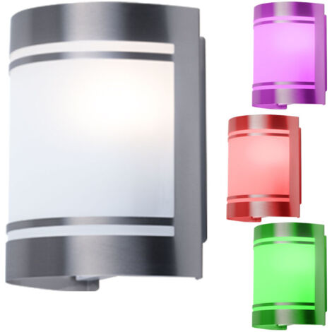 Applique D'extérieur "Moskau", Lampe Murale Moderne En Métal Et Verre En Acier Inoxydable, Lampe Murale Avec Douille E27, Lampe D'extérieur IP44 Pour Terrasse Et Cour, Ampoule(s) Non Incluse(s