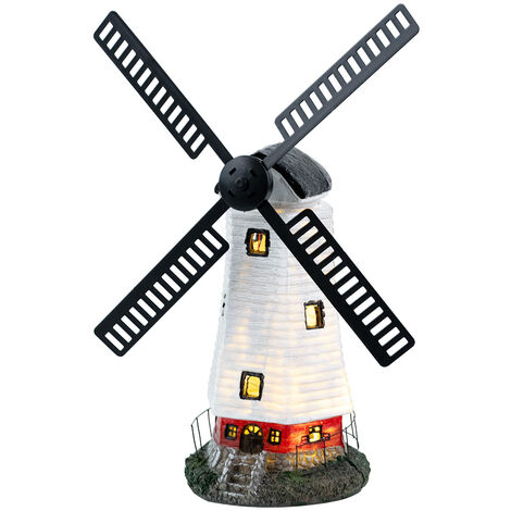 Etc-Shop – Lampe solaire moulin à vent étanche IP44 – Multicolore LED blanc chaud – Autonomie 8-10h – Dimensions 19x42x51cm