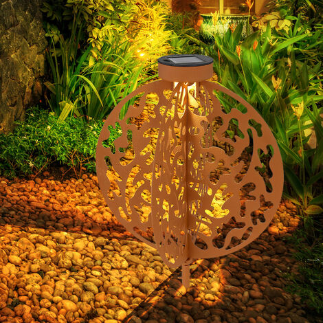 Boule solaire aspect rouille pour l'extérieur Lampe solaire LED rouille  Décoration solaire de jardin avec