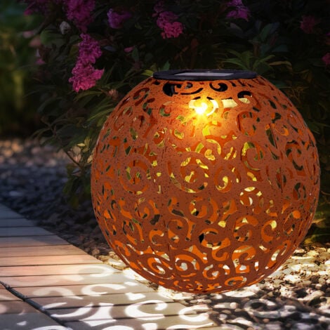 Lampe solaire LED rouille, boule solaire, aspect rouille pour l'extérieur,  décoration solaire pour jardin extérieur