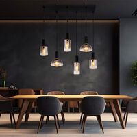 Lustre Suspendu 2 Lampes Long Fil - Hauteur Réglable, Design Noir/blanc, Pour Salon, Chambre, Salle à Manger