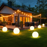 Boule lumineuse solaire LED 20 cm – Lot de 6 – IP44 pour extérieur – Autonomie 6-8 heures – Éclairage ambiance jardin – Expo Börse
