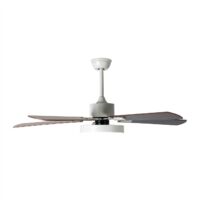 Plafonnier Ventilateur de plafond Ventilateur d'ambiance Refroidisseur Lampe de salon, Fer Acrylique Contreplaqué blanc marron, télécommande 5 niveaux CCT, 1x LED 1750Lm 3000K, 4000K, 6500K, D 130 cm