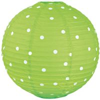 Sphère plafonnier suspension design rockabilly lampe pendule vert blanc pointillé