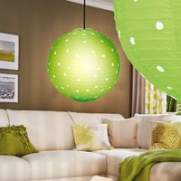 Sphère plafonnier suspension design rockabilly lampe pendule vert blanc pointillé