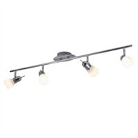 Plafonnier Plafonnier de salon Plafonnier de cuisine, spots mobiles, chrome acier brossé verre satiné, 4x 3W LED 320lm, LxlxH 95 x 16 x 14