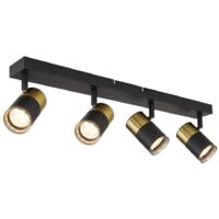 Plafonnier plafonnier noir-cuivre spot en aluminium orientable à 4 lampes