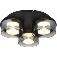 Plafonnier plafonnier LED salon lumière métal verre couleur fumée D 38 cm
