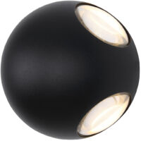 Globo Slice Applique d'extérieur moderne noir mat IP54 abat-jour en verre transparent LED 3000 K