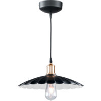 Lampe suspendue lampe suspendue design classique lampe de salon rétro suspendue avec abat-jour rond, métal noir blanc, 1x E27, DxH 35x7 cm