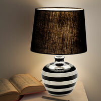 Lampe de table en céramique avec abat-jour Lampe de chevet argent noir  Lampe de table
