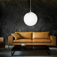 Suspension lampe suspension lampe suspension lampe de table à manger salon, verre opale métal nickel mat métal, 1x LED 3W 250Lm 3000K, DxH 25x150cm