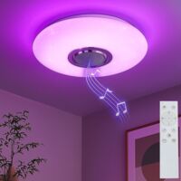 Trio lighting led ceiling light music speaker white with bluetooth rgb speaker and multifunction remote control r69031101