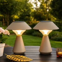 Lampe solaire de table Lampe d'extérieur LED couleur sable Lampe de jardin Lampe de balcon, acier inoxydable, LED 3000K blanc chaud, H 23 cm, lot de 2