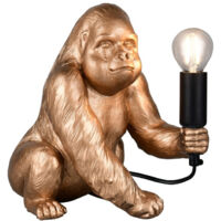 Lampe design, Lampe à poser KONG, gorille déco avec douille E14 Doré en Plastique, BOITE A DESIGN