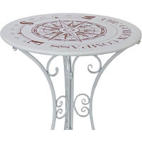 Décoration de table de bistrot de jardin design côté terrasse mobilier d'extérieur blanc look shabby imprimé boussole Harms 950482