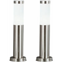 Etc-Shop – Lot de 2 lampadaires d'extérieur IP44 en acier inoxydable cylindrique – Hauteur 45cm – Éclairage jardin moderne – Compatible E27