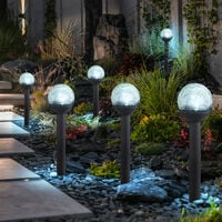 Lot de 3 lampes boules solaires LED patio prise projecteur jardin éclairage  extérieur piquets de sol