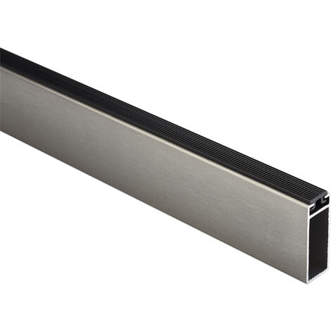 Itar – Tube de penderie rectangulaire en aluminium 1000 mm – Finition inox brossé – Déplacement fluide des cintres – Joint en plastique dur (1/3)