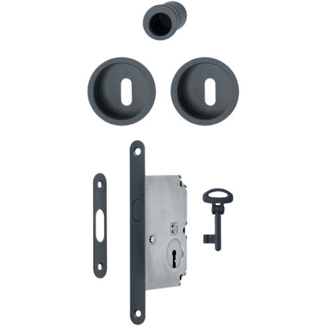 Hoppe – Serrure à larder pour portes coulissantes – Pêne crochet – Épaisseur 35 à 52 mm – Finition noir mat – Clé rabattable 53,5 mm