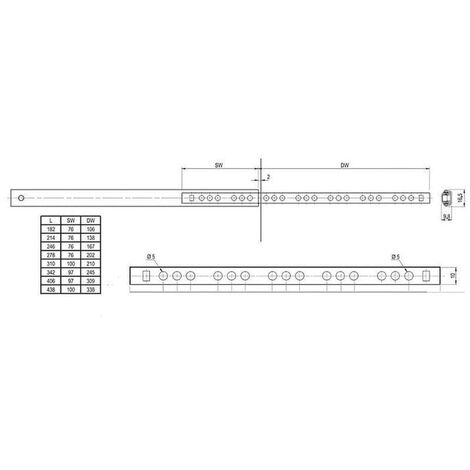 Coulisse à billes hauteur 17 - indaux - Longueur : 182 mm - Pour tiroir de longueur : 270 à 310 mm - ITAR