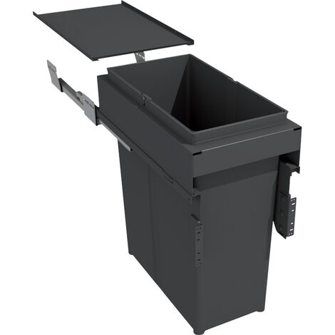 Poubelle coulissante suspendue 40L – Amortisseur inclus – Métal et PP – Hauteur 529 mm – Largeur 262 mm – Pour caisson 300 mm – Gollinucci