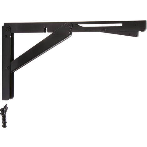 Equerre pliante amorti pour étagère - Charge : 200 kg - Décor : Noir - Hauteur : 171 mm - Profondeur : 318,5 mm - SUGATSUNE