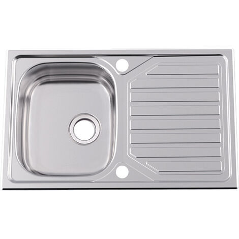Évier inox 1 bac réversible avec égouttoir – Largeur 800 mm – Profondeur 500 mm – Encastrement 780 x 480 mm – Vidage automatique – Rodi (1/2)
