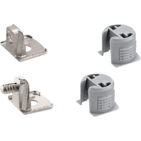 Hettich – Support tablette Toolex VB54 – Décor gris nickelé – Diamètre 18 mm – Épaisseur panneau 19 mm – Matériau plastique zamac – Profondeur 15 mm