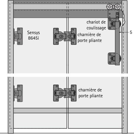 Kit complet wingline 230 - Charge maxi par vantail : 25 kg - Côte de ferrage : A gauche - HETTICH