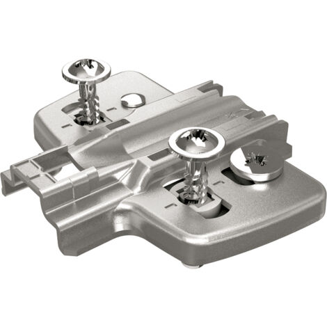 Hettich – Embase cruciforme à visser 3 mm – Réglage vertical ± 2 mm – Vis prémontées – Manchons ø 5 x 12 mm pour ferrures d'angle