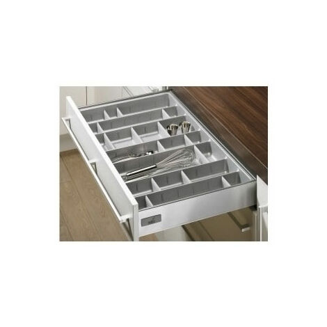 Hettich – Ramasse couverts OrgaTray 560 – Pour caisson 550 mm – Plastique résistant aux chocs – Décor argent – Profondeur 470 mm