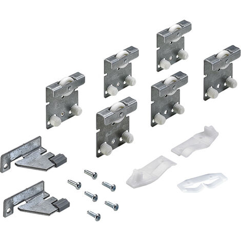 Kit coulisse de porte supérieur topline 27 3 portes - Charge maxi par vantail : 25 kg - Garniture : Pour 3 vantaux - Hauteur maxi : 2000 mm - Largeur maxi : 1750 mm - Largeur mini : 500 mm - HETTICH (1/3)