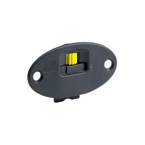 Hettich – Pièce de coulissage à visser pour armoires 2 portes rentrantes – Charge 15-30 kg – Décor gris – Encastrement Ø35x9,5 mm – Réglage hauteur ±1,5 mm
