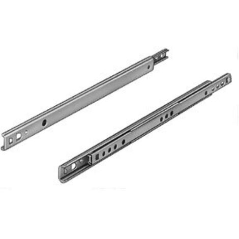 Hettich – Coulisse à billes pour tiroir 300 mm – Longueur 185 mm – Hauteur 17 mm – Charge 10 kg – Acier zingué – Montage latéral