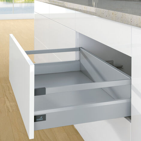 Tiroir casserolier en kit - hauteur 94 mm (186 mm avec bandeaux) - arcitech - Décor : Argent - Longueur : 270 mm - HETTICH