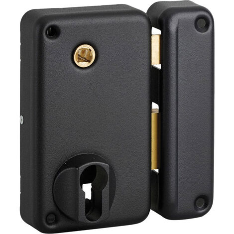 Thirard – Serrure verticale à fouillot 45 mm – Décor noir granité – Pose en applique – Pour porte 45 mm – Mécanisme 2 tours – Gâche acier embouti (1/2)
