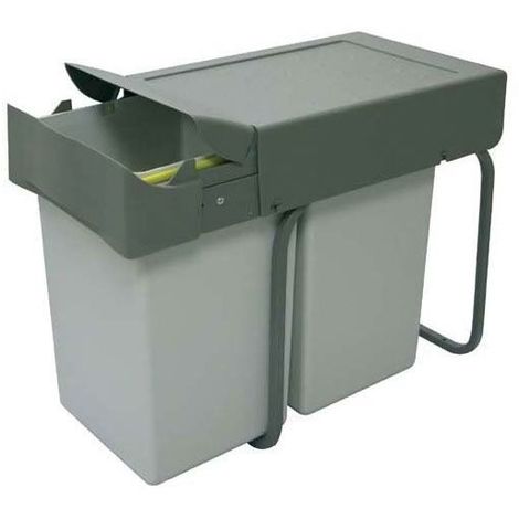 Relaxdays poubelle encastrable coulissante, 2 bacs, système de trie pour le  sous-évier, 2x 20 l