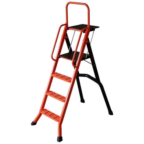 Mondelin – Escabeau alu 5 marches caillebotis – Hauteur de travail max 2700 mm – Charge 150 kg – Conforme norme EN131 (1/2)