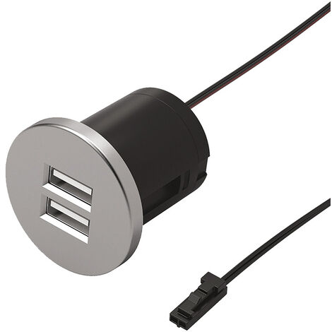 Prise encastrable chargeur 2X USB A/C diamètre 30 mm Blanc