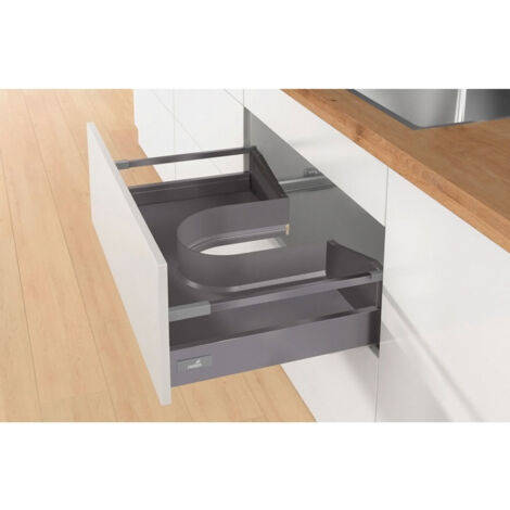 Hettich – Passage de siphon métal décor blanc – Fixation à visser – Pour tiroirs AvanTech YOU, ArciTech, InnoTech Atira – Hauteur 67mm